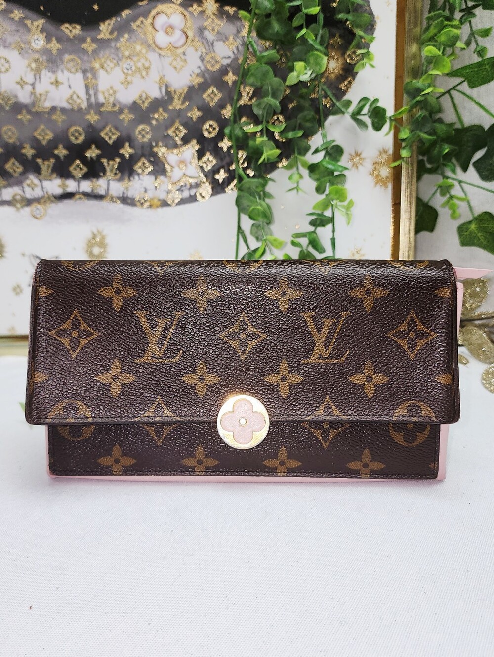 Authentic Louis Vuitton Wallet FloreMonogram Rose Ballerine